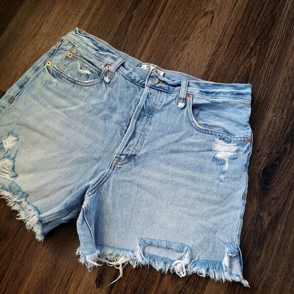 💙 We the Free High Rise Denim Jeans Shorts Size 32 Western Coastal Cowgirl - Picture 2 of 8
